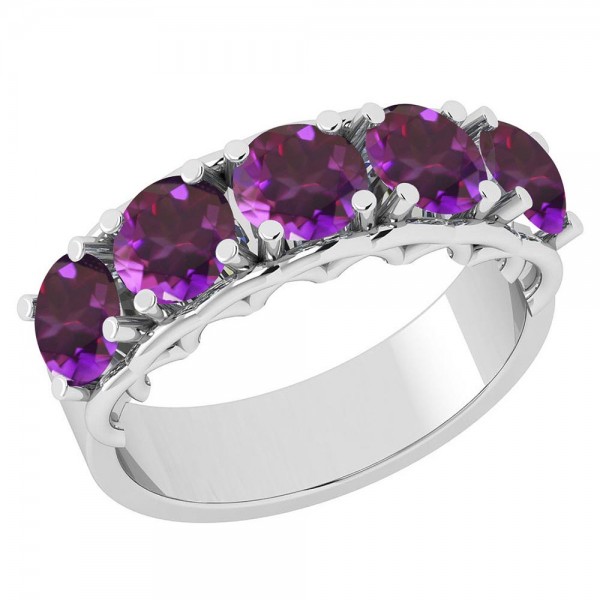 Certified 2.25 Ctw Amethyst 14K White Gold Ring