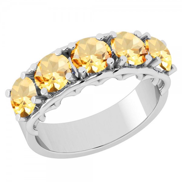 Certified 2.25 Ctw Citrine 14K White Gold Ring