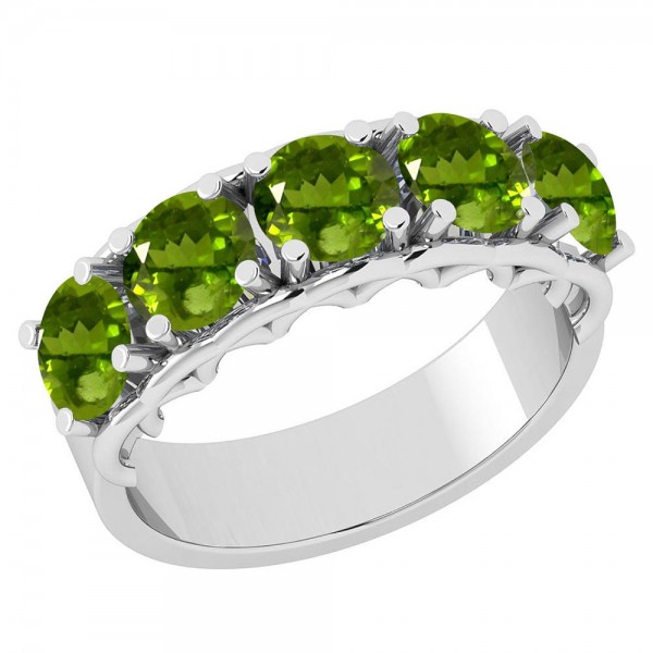 Certified 2.25 Ctw Peridot 14K White Gold Ring