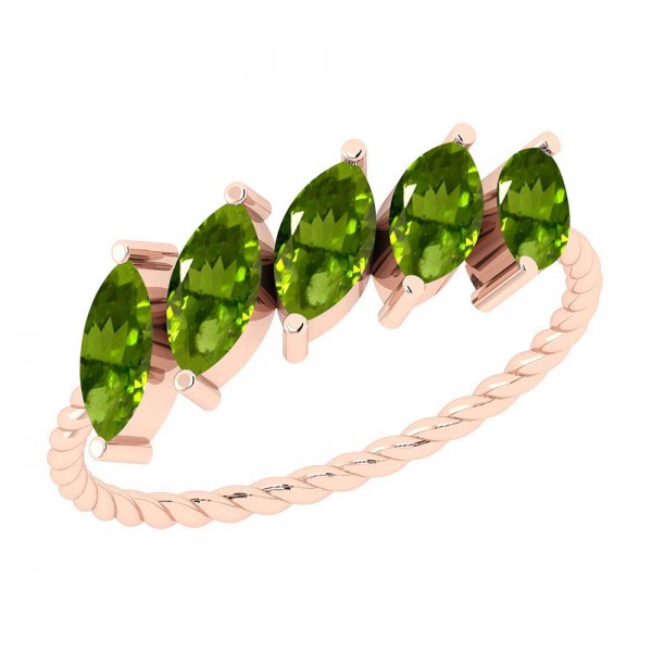 Certified 1.25 Ctw Peridot 14K Rose Gold Ring