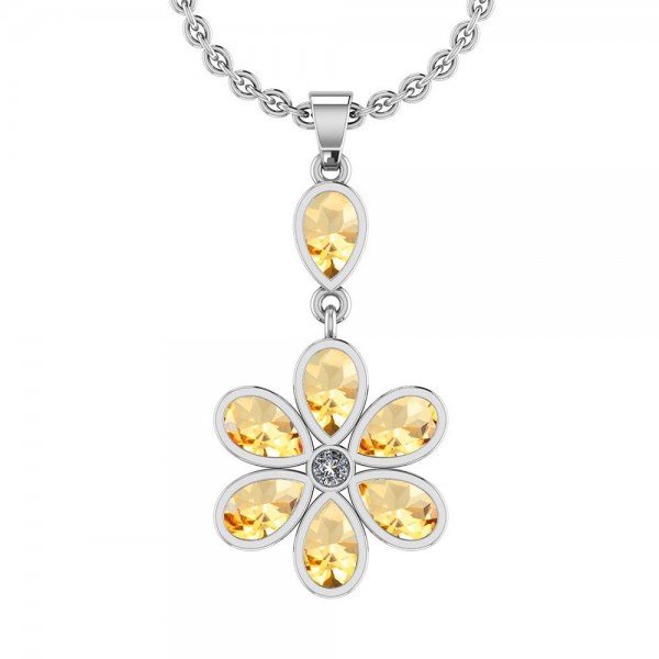 Certified 1.85 Ctw Citrine And Diamond I1/I2 14K W...