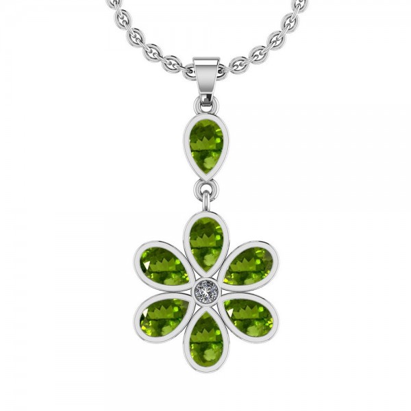 Certified 1.85 Ctw Peridot And Diamond I1/I2 14K W...