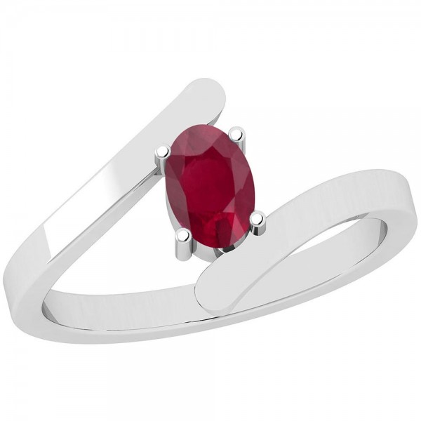 Certified 0.50 Ctw Ruby 14K White Gold Solitaire R...