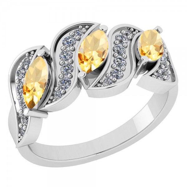 Certified 0.95 Ctw Citrine And Diamond I1/I2 Engag...