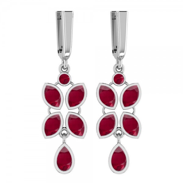 Certified 2.57 Ctw Ruby 14K White Gold Lever Lock Earrings