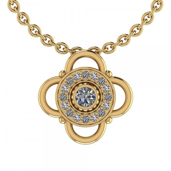Certified 0.66 Ctw Diamond SI2/I1 14K Gold Necklace