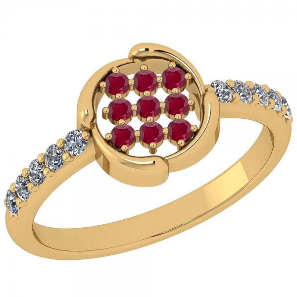 Certified 0.37 Ctw Ruby And Diamond SI2/I1 Eternit...