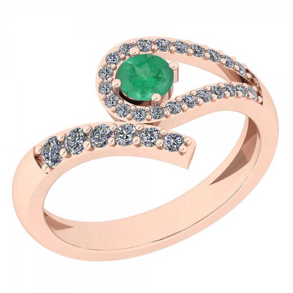 Certified 0.61 Ctw Emerald And Diamond SI2/I1 14K Rose Gold Halo Ring