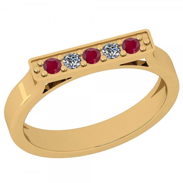 Certified 0.08 Ctw Ruby And Diamond SI2/I1 Eternity 14K Yellow Gold Ring
