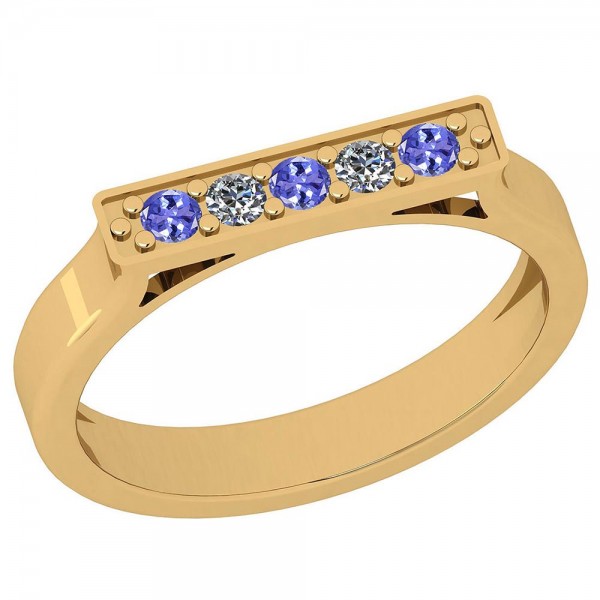 Certified 0.08 Ctw Tanzanite And Diamond SI2/I1 Et...