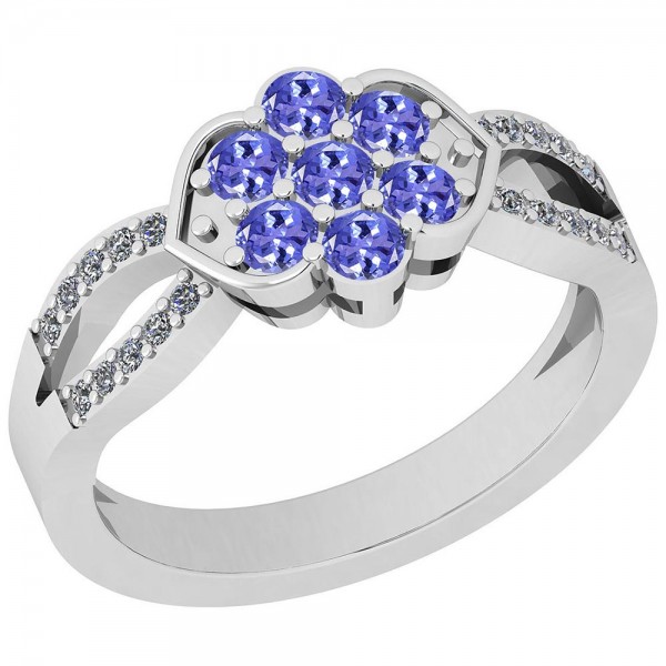 Certified 0.58 Ctw Tanzanite And Diamond SI2/I1 14...