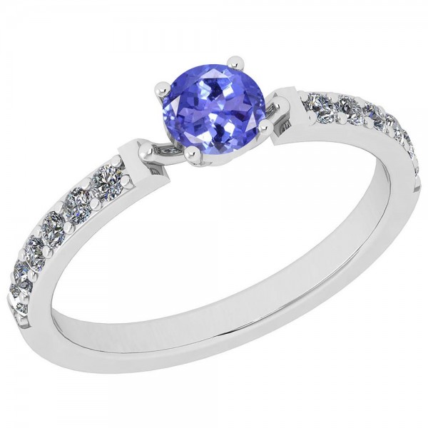 Certified 0.60 Ctw Tanzanite And Diamond SI2/I1 14...