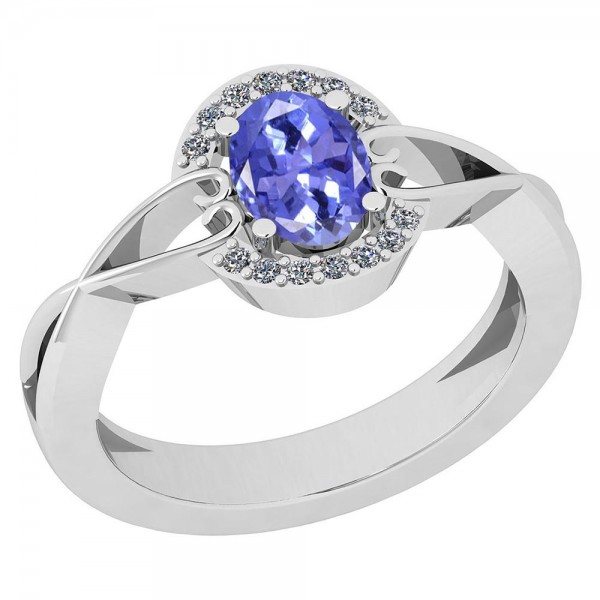 Certified 0.60 Ctw Tanzanite And Diamond SI2/I1 14...