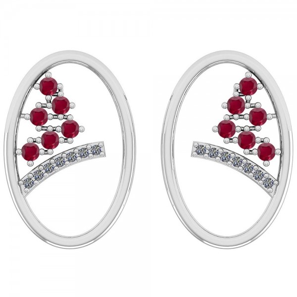 Certified 0.17 Ctw Ruby And Diamond SI2/I1 14K Whi...