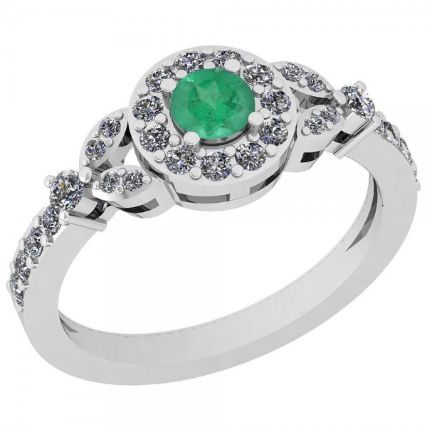 Certified 0.50 Ctw Emerald And Diamond SI2/I1 14K ...