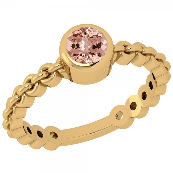 Certified 0.50 Ctw Morganite Style Bezel Set 14K Yellow Gold Solitaire Ring