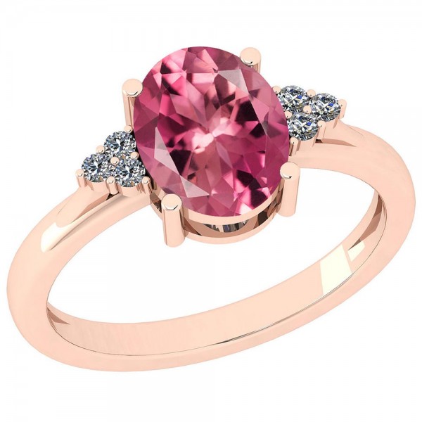 Certified 2.15 Ctw Pink Tourmaline And Diamond SI2/I1 14K Rose Gold Ring
