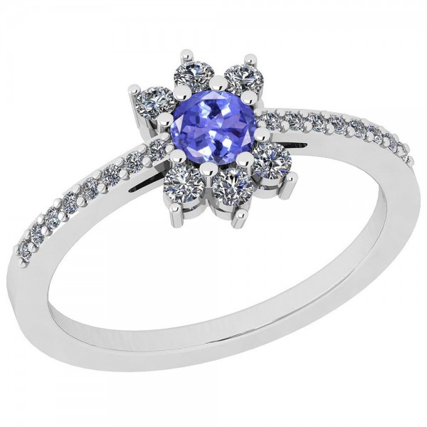 Certified 0.52 Ctw Tanzanite And Diamond SI2/I1 14...