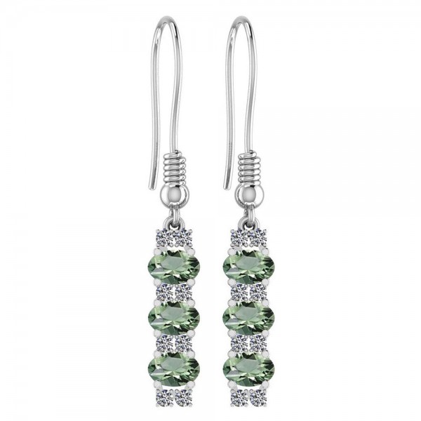 Certified 1.98 Ctw Green Amethyst And Diamond I1/I...