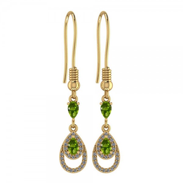 Certified 1.26 Ctw Peridot And Diamond I1/I2 14K Y...