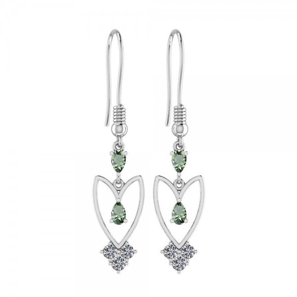 Certified 1.18 Ctw Green Amethyst And Diamond I1/I...