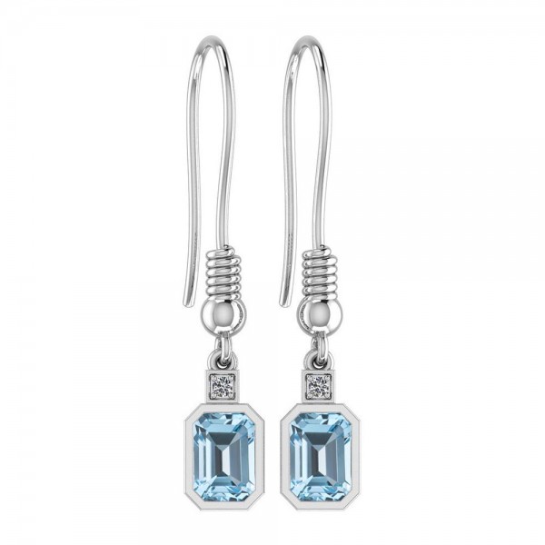 Certified 0.76 Ctw Blue Topaz And Diamond I1/I2 14...