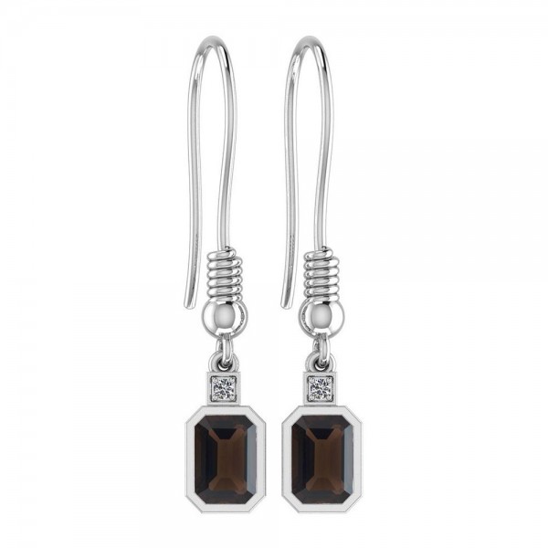 Certified 0.76 Ctw Smoky Quartz And Diamond I1/I2 ...