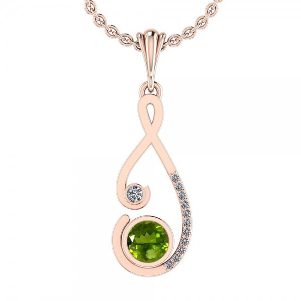 Certified 0.93 Ctw Peridot And Diamond I1/I2 14K R...