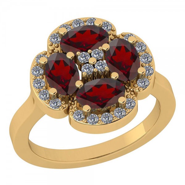 Certified 1.64 Ctw Garnet And Diamond I1/I2 Vintage Style Wedding/Anniversary Ring 14K Gold