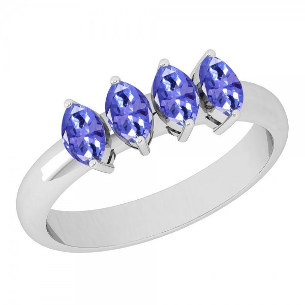 Certified 0.40 Ctw Tanzanite 14K White Gold Ring