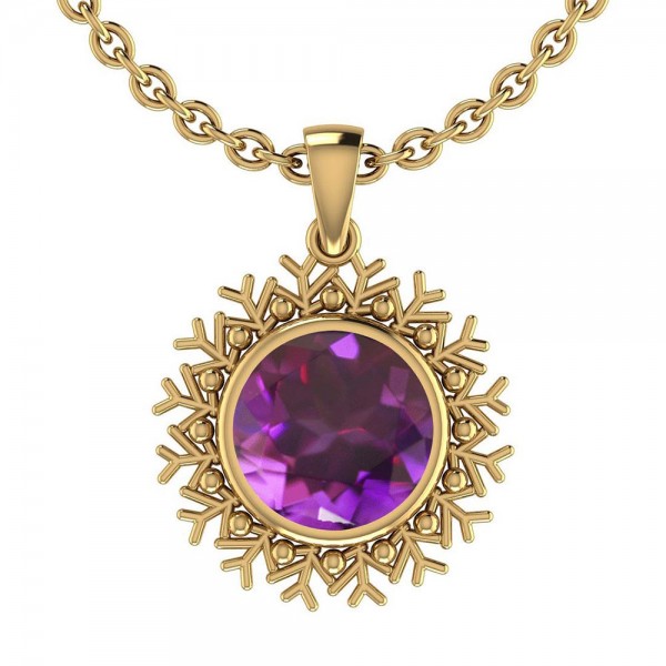 Certified 2.00 Ctw Amethyst Pendant Necklace 14K Gold