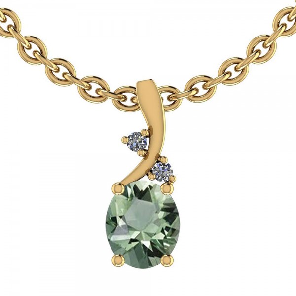 Certified 1.07 Ctw Green Amethyst And Diamond I1/I...