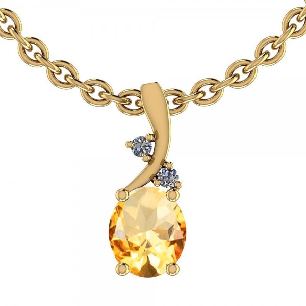 Certified 1.07 Ctw Citrine And Diamond I1/I2 14K Y...