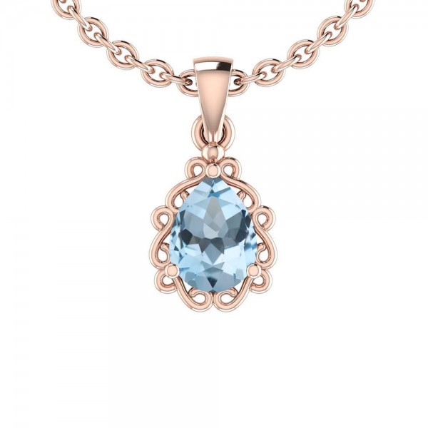 Certified 0.75 Ctw Blue Topaz 14K Rose Gold solita...