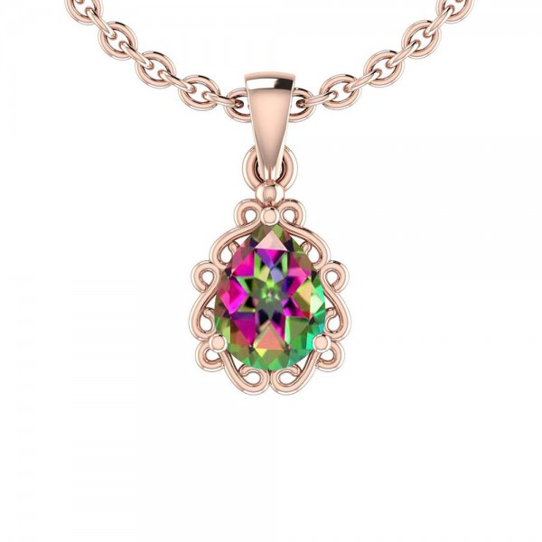 Certified 0.75 Ctw Mystic Topaz 14K Rose Gold soli...