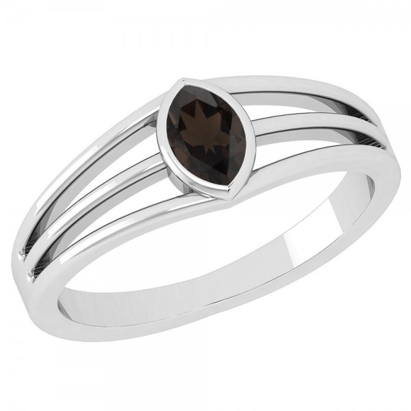 Certified 0.25 Ctw Smoky Quartz 14K White Gold Sol...