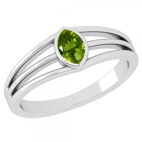 Certified 0.25 Ctw Peridot 14K White Gold Solitair...