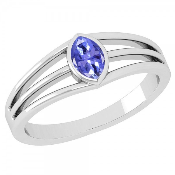 Certified 0.25 Ctw Tanzanite 14K White Gold Solita...