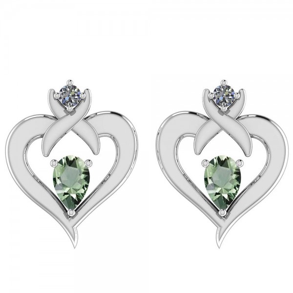 Certified 0.56 Ctw Green Amethyst And Diamond I1/I...