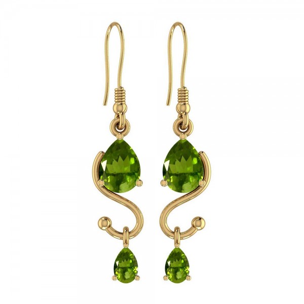 Certified 1.20 Ctw Peridot 14K Yellow Gold Wire Ho...