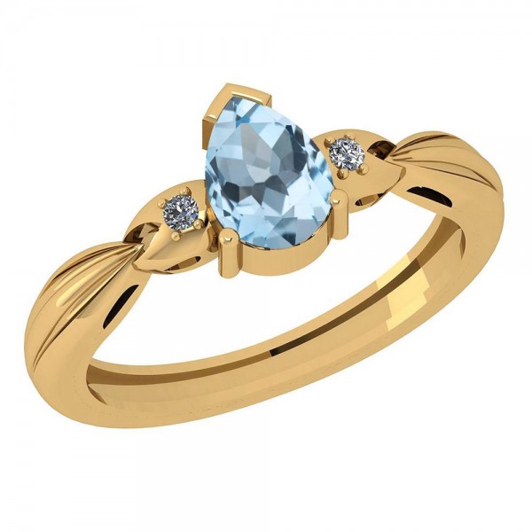 Certified 0.77 Ctw Blue Topaz And Diamond I1/I2 14...