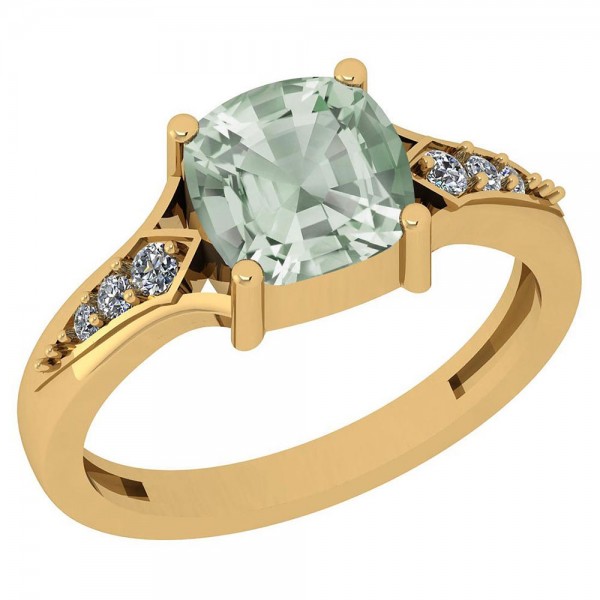 Certified 1.12 Ctw Green Amethyst And Diamond SI2/...