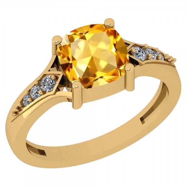Certified 1.12 Ctw Citrine And Diamond SI2/I1 14K ...