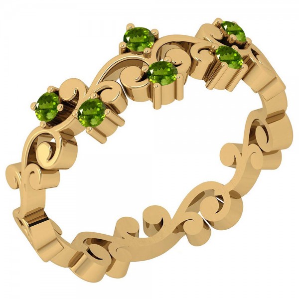 Certified 0.21 Ctw Peridot Filigree Style Band Rin...