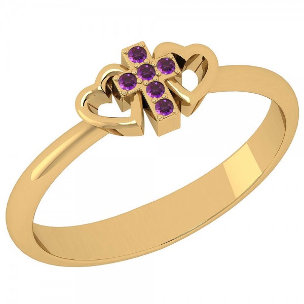 Certified 0.06 Ctw Amethyst 14K Yellow Gold Holy C...