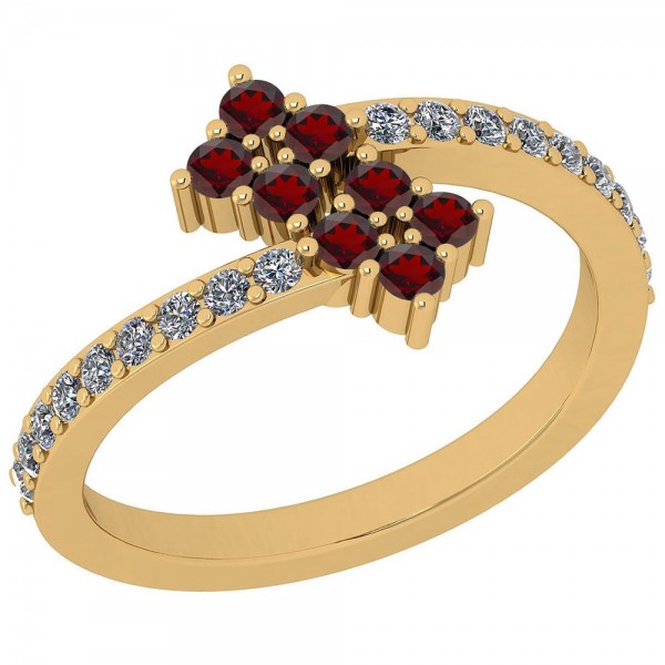 Certified 0.46 Ctw Garnet And Diamond SI2/I1 14K Yellow Gold Ring