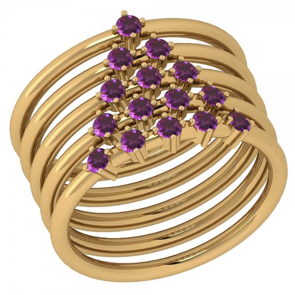 Certified 0.52 Ctw Amethyst 14K Yellow Gold Vintage Style Ring
