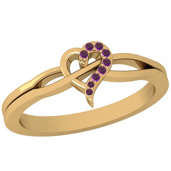 Certified 0.07 Ctw Amethyst 14K Yellow Gold Eternity Ring