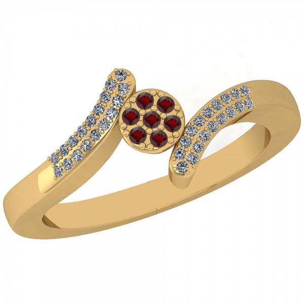 Certified 0.27 Ctw Garnet And Diamond SI2/I1 14K Yellow Gold Ring