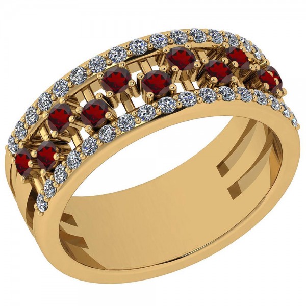 Certified 0.67 Ctw Garnet And Diamond SI2/I1 14K Yellow Gold Ring